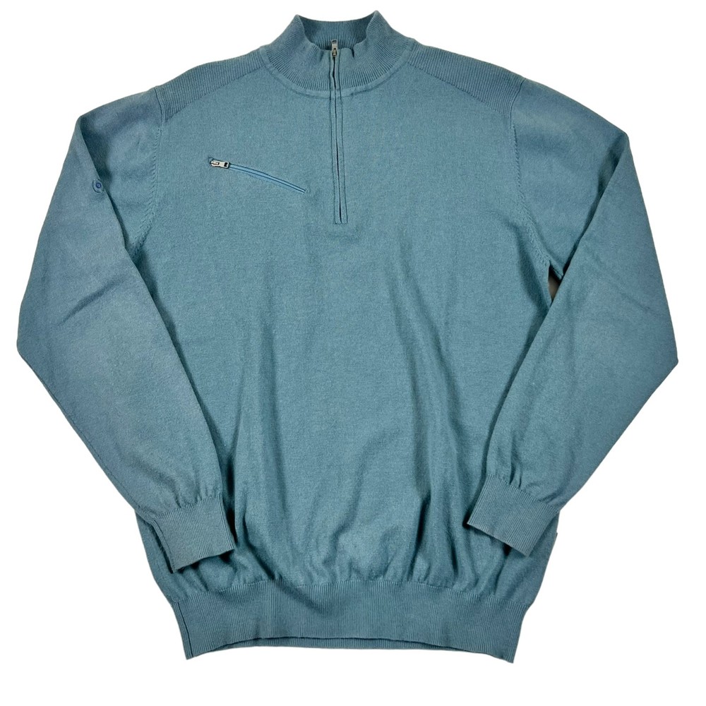 Ping Men's Lgt Blue Merino Wool Blend Sensorwarm 1/4 Zip Sweater Jumper Golf, M